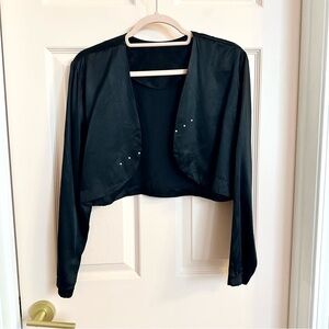 Black vintage satin crop jacket